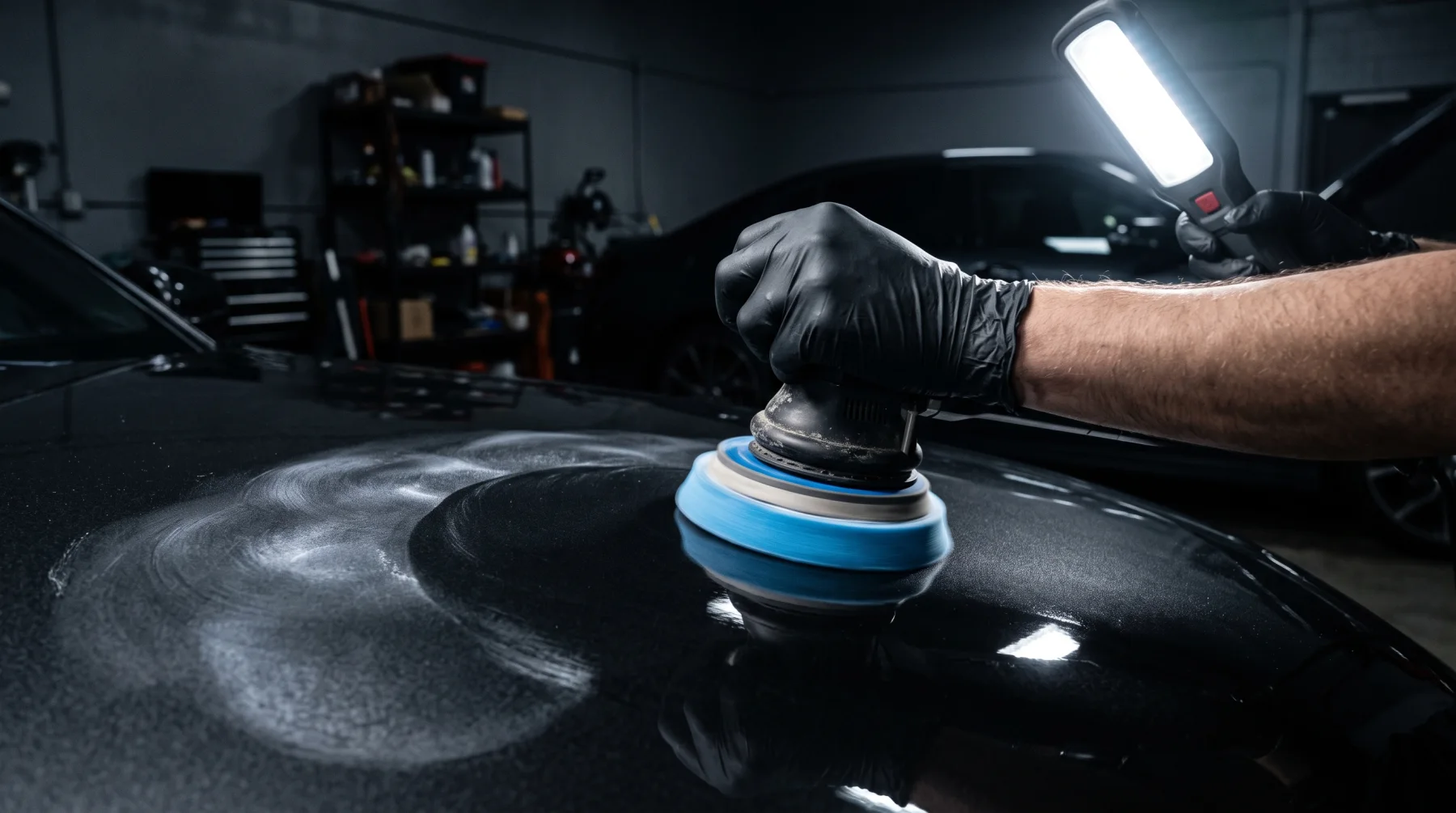 Dull swirled car paint before correction